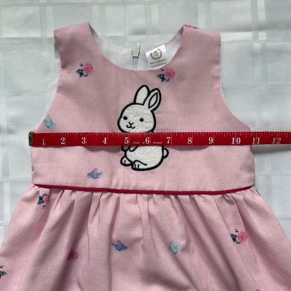 Rose Lightweight Pink Fit and Flare Butterfly Print Dress with Bunny Decal - Picture 5 of 12